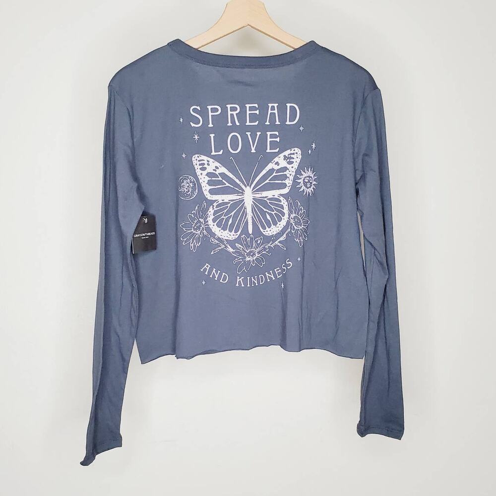 Grayson Threads Black Label Butterfly Long-Sleeve Graphic Top Size XS - Picture 4 of 5